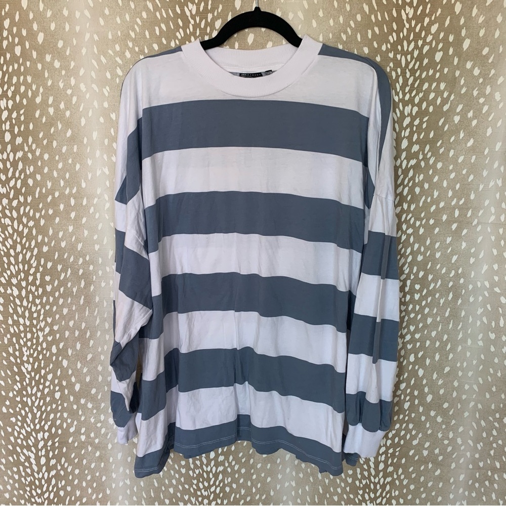 ASOS Design Oversized Long Sleeved Striped Tee Size 12 XL